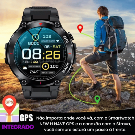 Smartwatch Wave GPS Integrado - Sincronização STRAVA