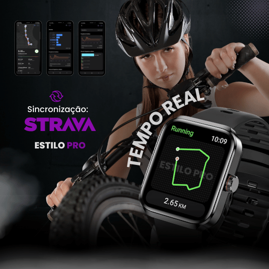 Smartwatch GEO PRO - GPS Integrado SINC. STRAVA + Pulseira e Película de Brinde